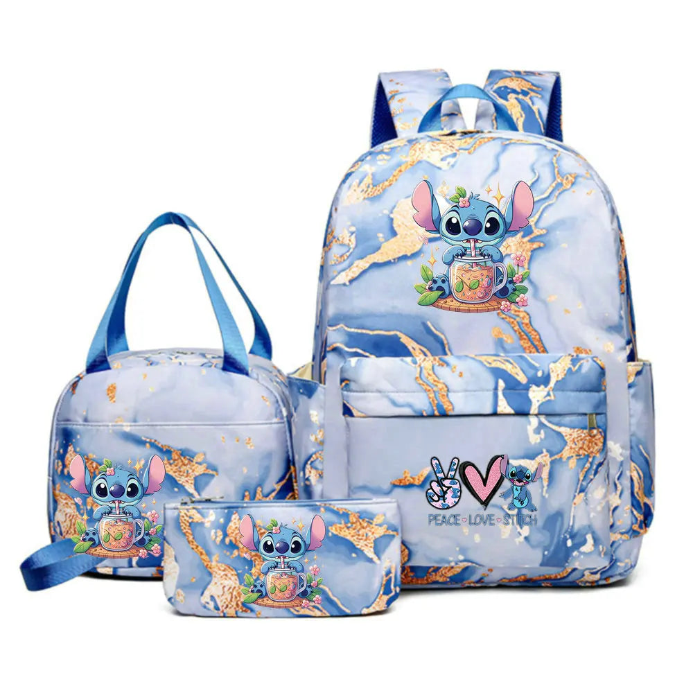3Pcs set Lilo Stitch School Bag Backpack for Girl Rucksack Kids Birthday Gift