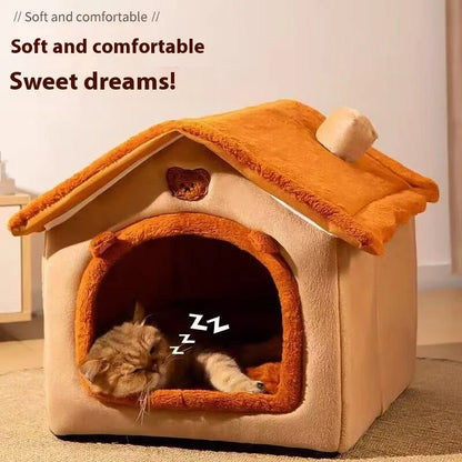 All Season Washable Dog House Bed for Small Dogs & Cats Warm Cozy Pet House Bed