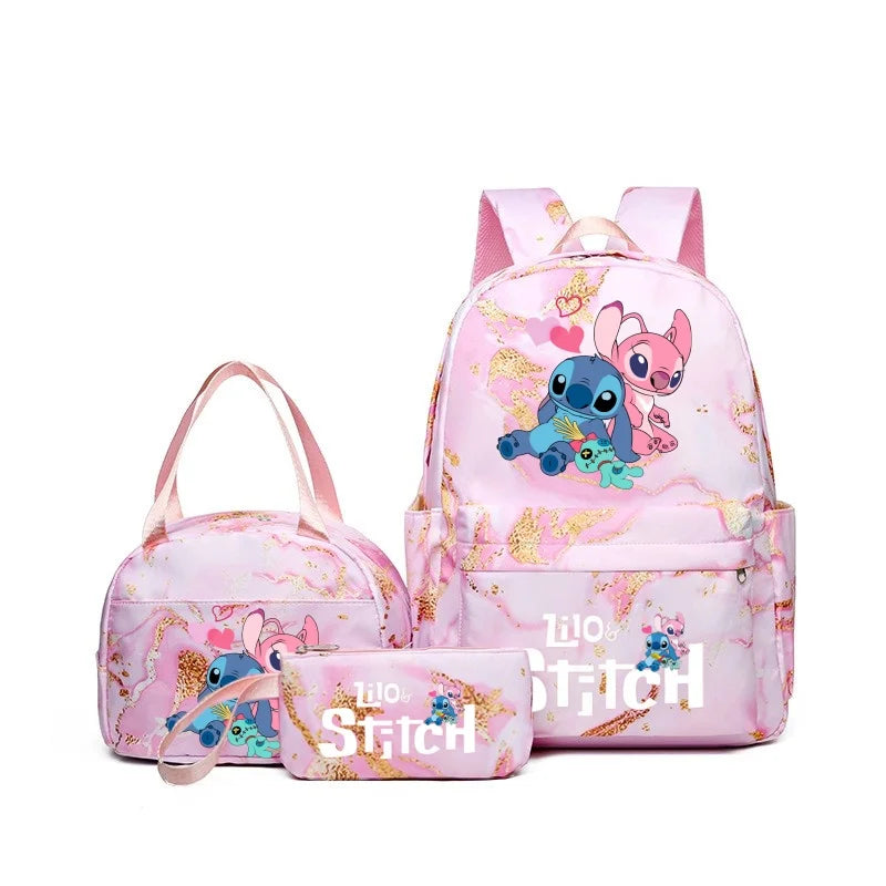 3Pcs Set Stitch Backpack With Tote and Pouch Large Capacity School bag Knapsack Gift