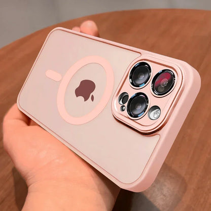 MagSafe Matte Magnetic iPhone Case with Lens Protector for iPhone 11-17 Pro Max