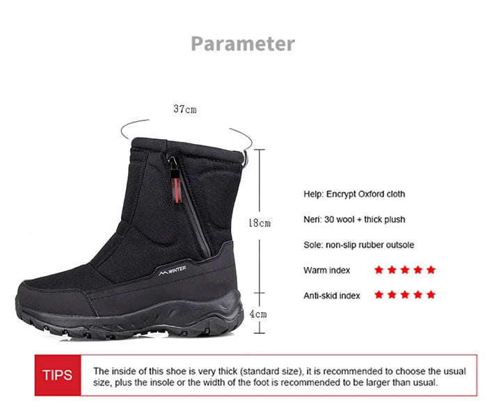 Men's Waterproof Insulated Winter Snow Boots Warm Outdoor Hiking Footwear