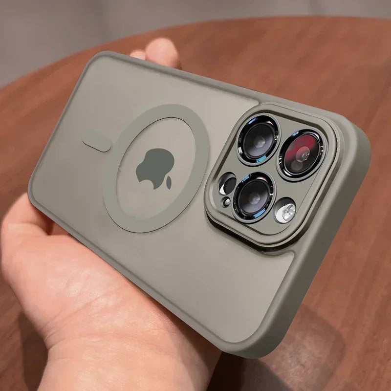 MagSafe Matte Magnetic iPhone Case with Lens Protector for iPhone 11-17 Pro Max