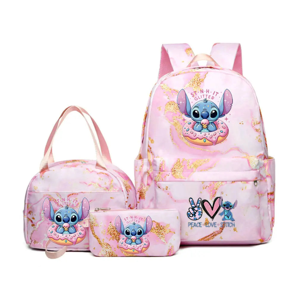 3Pcs set Lilo Stitch School Bag Backpack for Girl Rucksack Kids Birthday Gift
