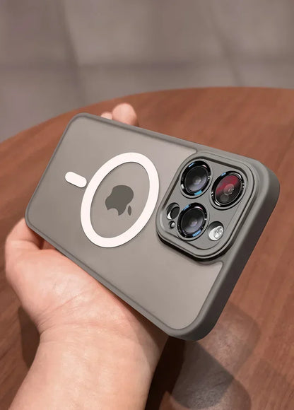 MagSafe Matte Magnetic iPhone Case with Lens Protector for iPhone 11-17 Pro Max