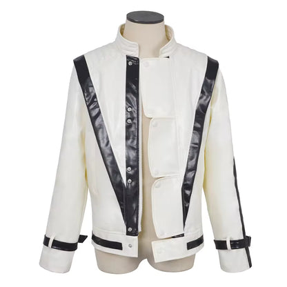 Michael Jackson Style Red Leather Cosplay Jacket for Men Halloween Stage Performance Costume