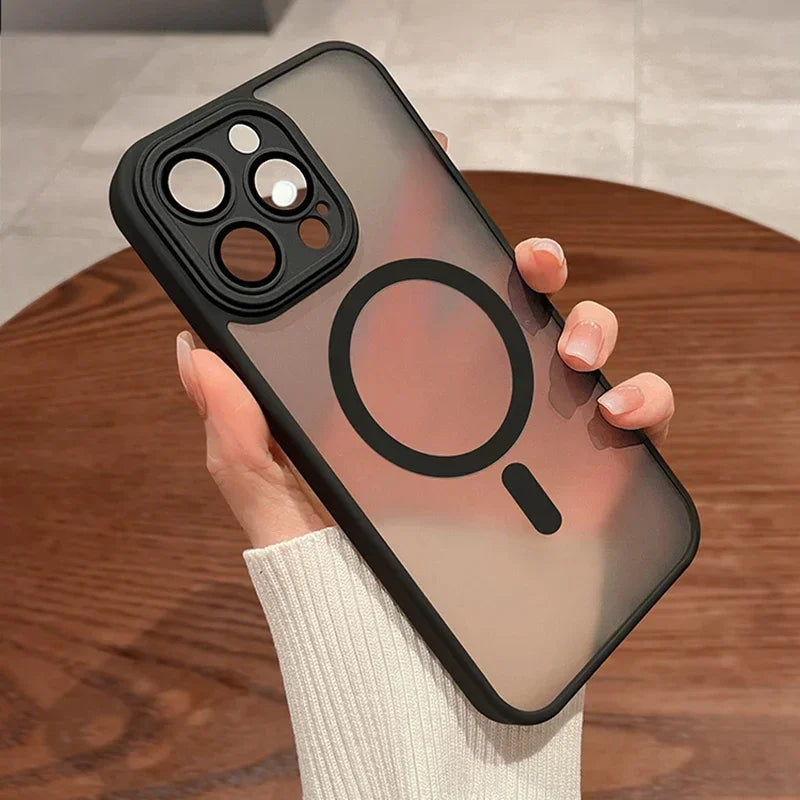 MagSafe Matte Magnetic iPhone Case with Lens Protector for iPhone 11-17 Pro Max
