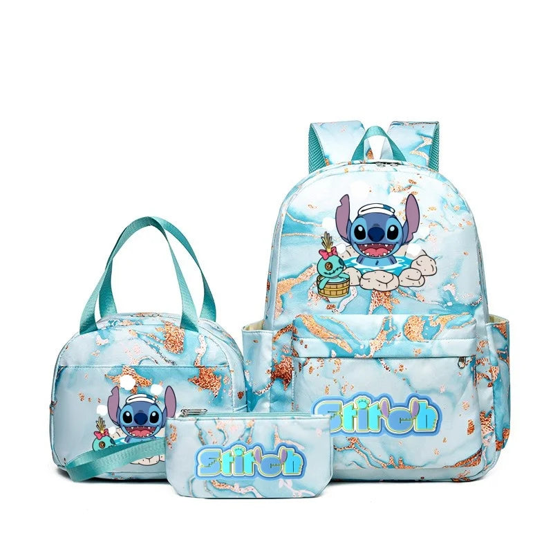3Pcs Set Stitch Backpack With Tote and Pouch Large Capacity School bag Knapsack Gift