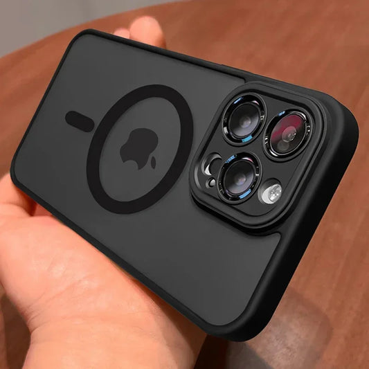 MagSafe Matte Magnetic iPhone Case with Lens Protector for iPhone 11-17 Pro Max