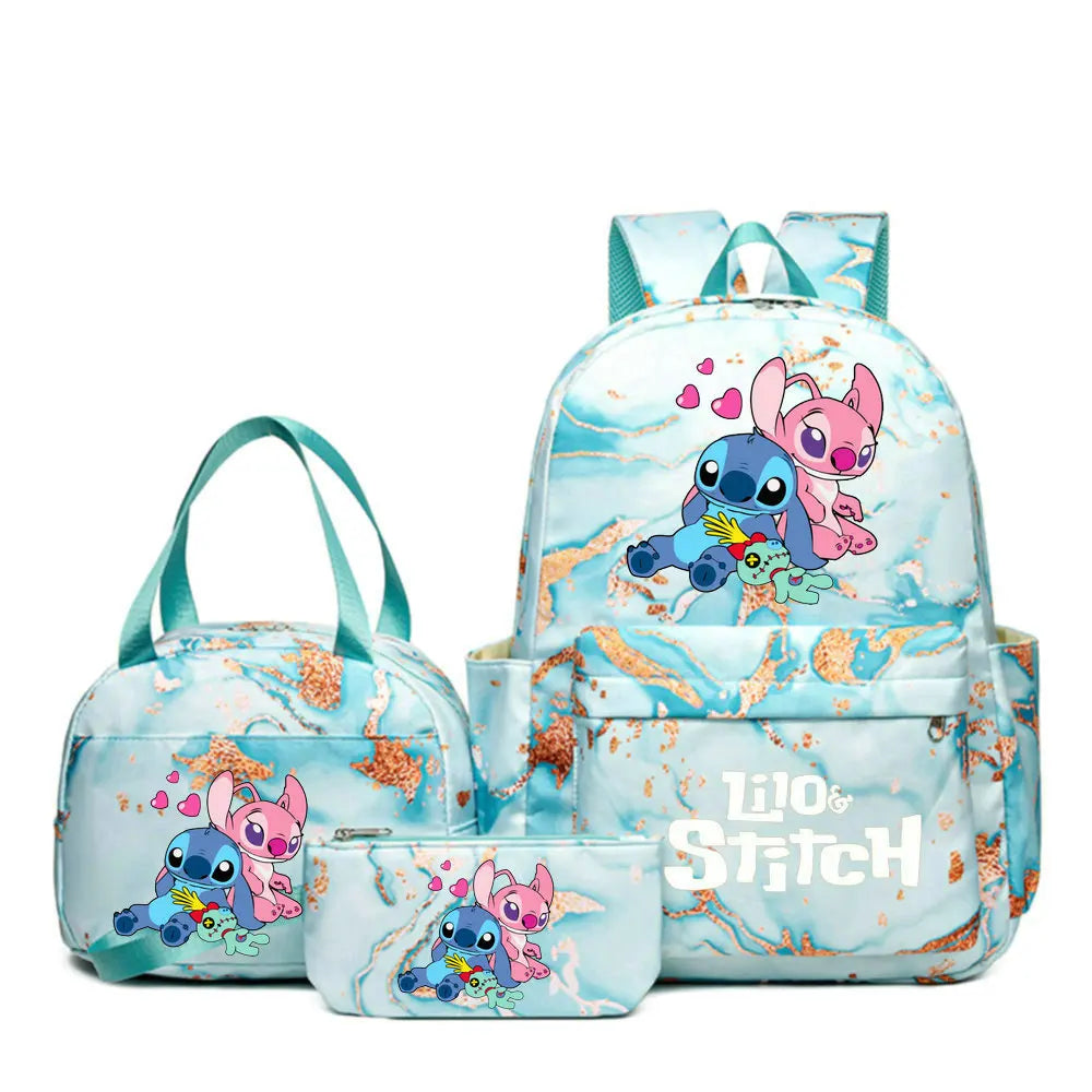 3Pcs set Lilo Stitch School Bag Backpack for Girl Rucksack Kids Birthday Gift