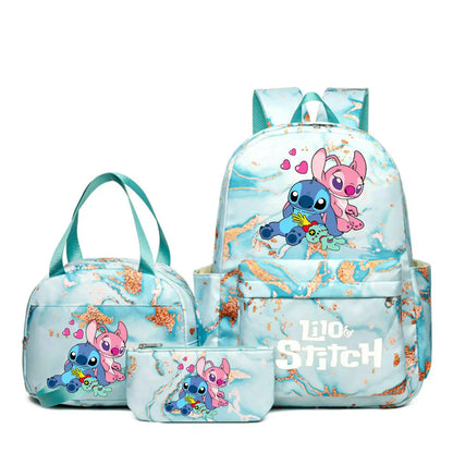 3Pcs set Lilo Stitch School Bag Backpack for Girl Rucksack Kids Birthday Gift