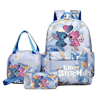3Pcs set Lilo Stitch School Bag Backpack for Girl Rucksack Kids Birthday Gift