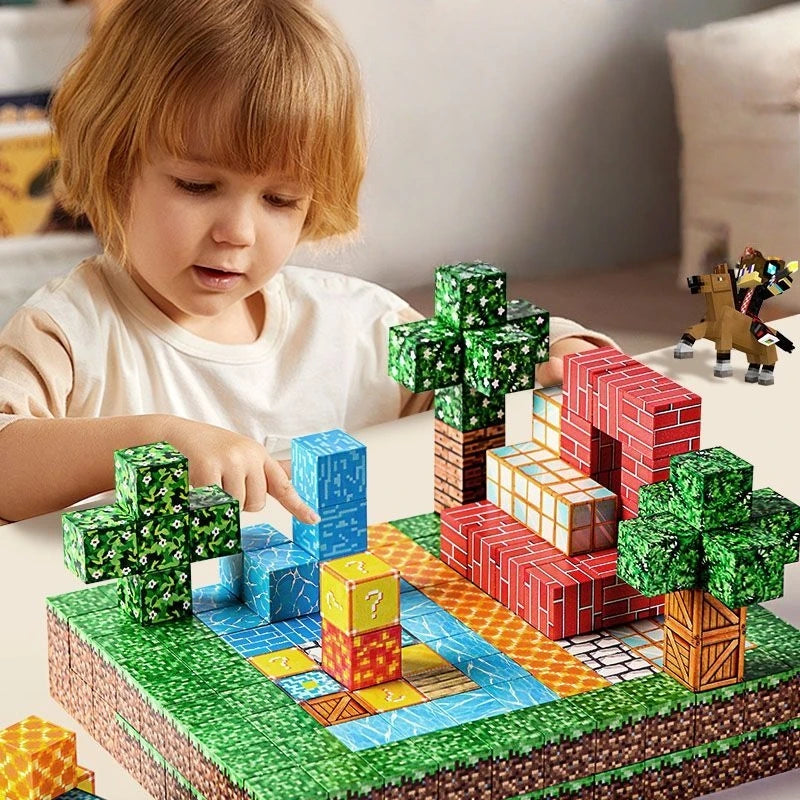 Magnetic Building Blocks DIY Mini World Puzzle Toy Set for Kids Learning Fun