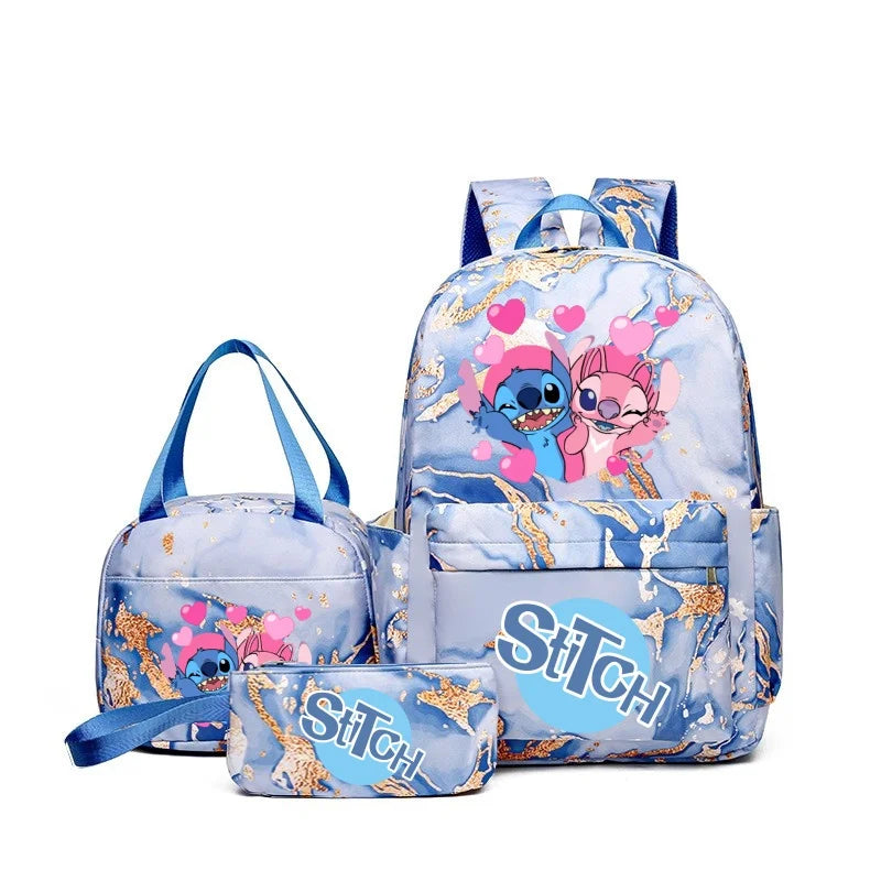 3Pcs Set Stitch Backpack With Tote and Pouch Large Capacity School bag Knapsack Gift