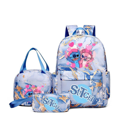 3Pcs Set Stitch Backpack With Tote and Pouch Large Capacity School bag Knapsack Gift