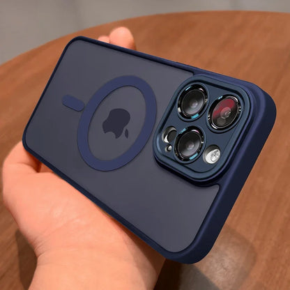 MagSafe Matte Magnetic iPhone Case with Lens Protector for iPhone 11-17 Pro Max