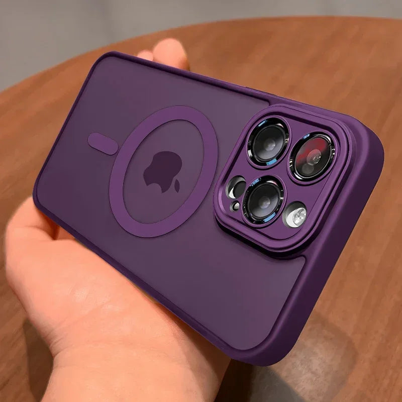 MagSafe Matte Magnetic iPhone Case with Lens Protector for iPhone 11-17 Pro Max