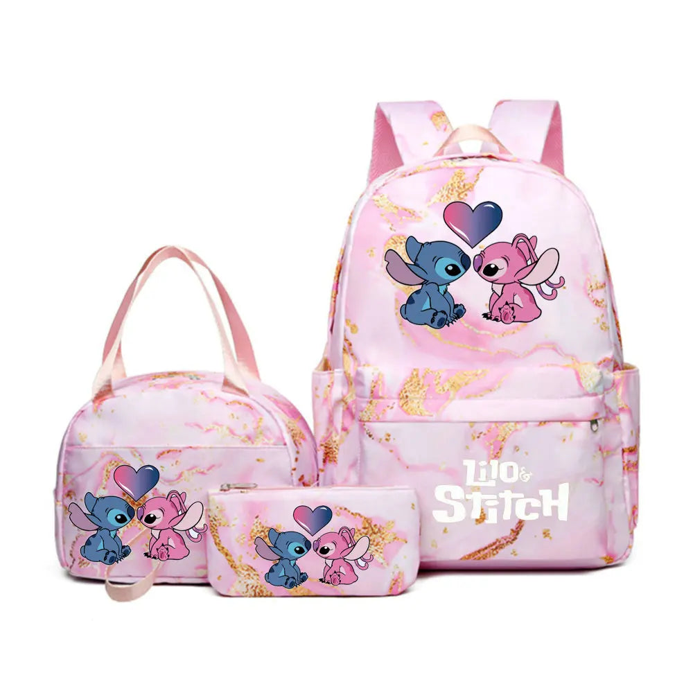 3Pcs set Lilo Stitch School Bag Backpack for Girl Rucksack Kids Birthday Gift