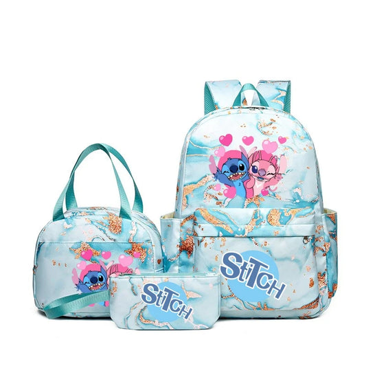 3Pcs Set Stitch Backpack With Tote and Pouch Large Capacity School bag Knapsack Gift
