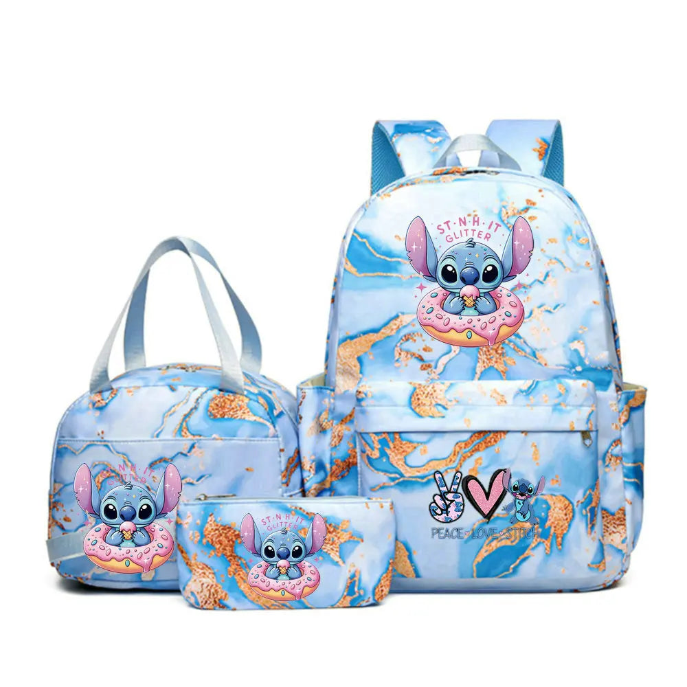 3Pcs set Lilo Stitch School Bag Backpack for Girl Rucksack Kids Birthday Gift