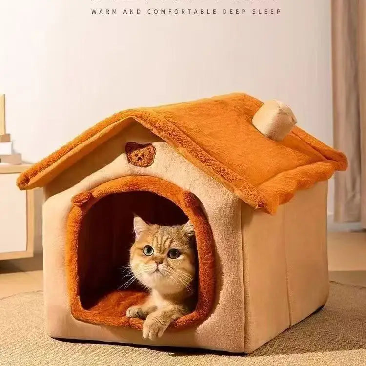 All Season Washable Dog House Bed for Small Dogs & Cats Warm Cozy Pet House Bed