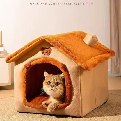 All Season Washable Dog House Bed for Small Dogs & Cats Warm Cozy Pet House Bed