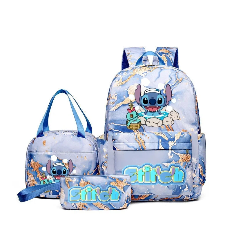 3Pcs Set Stitch Backpack With Tote and Pouch Large Capacity School bag Knapsack Gift