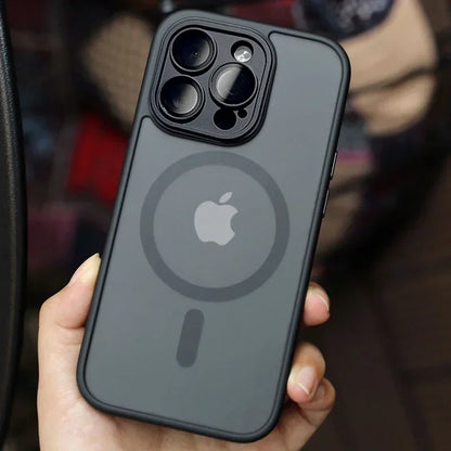 MagSafe Matte Magnetic iPhone Case with Lens Protector for iPhone 11-17 Pro Max