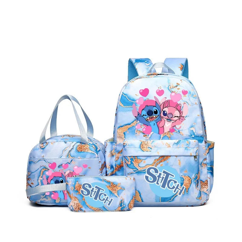 3Pcs Set Stitch Backpack With Tote and Pouch Large Capacity School bag Knapsack Gift