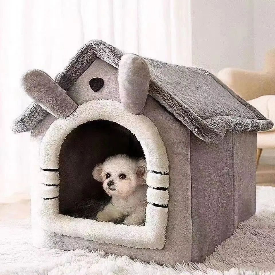 All Season Washable Dog House Bed for Small Dogs & Cats Warm Cozy Pet House Bed