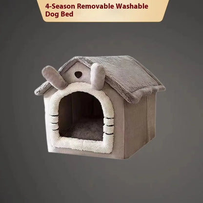 All Season Washable Dog House Bed for Small Dogs & Cats Warm Cozy Pet House Bed