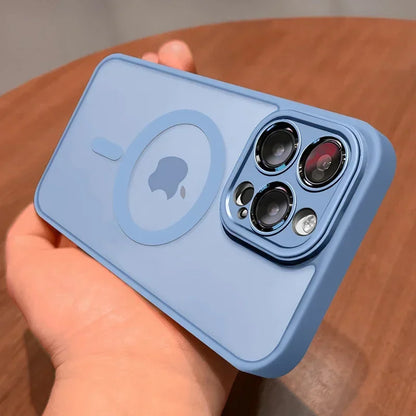 MagSafe Matte Magnetic iPhone Case with Lens Protector for iPhone 11-17 Pro Max