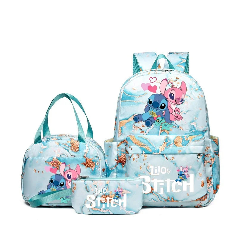 3Pcs Set Stitch Backpack With Tote and Pouch Large Capacity School bag Knapsack Gift