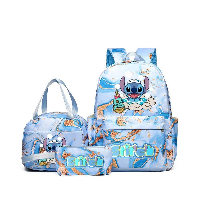 3Pcs Set Stitch Backpack With Tote and Pouch Large Capacity School bag Knapsack Gift