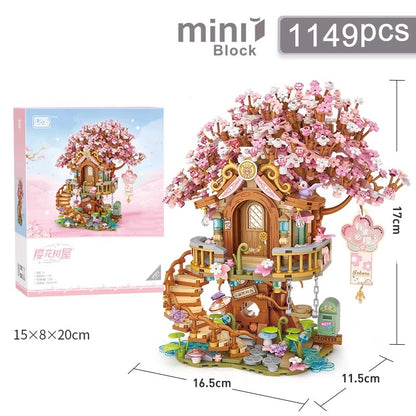 Street View Series Building blocks Ice Shop Takoyaki Shop Coffee shop Panda Tea House model children's gift