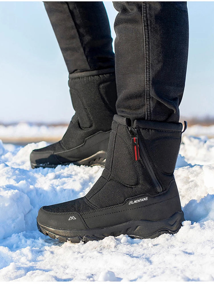 Men's Waterproof Insulated Winter Snow Boots Warm Outdoor Hiking Footwear