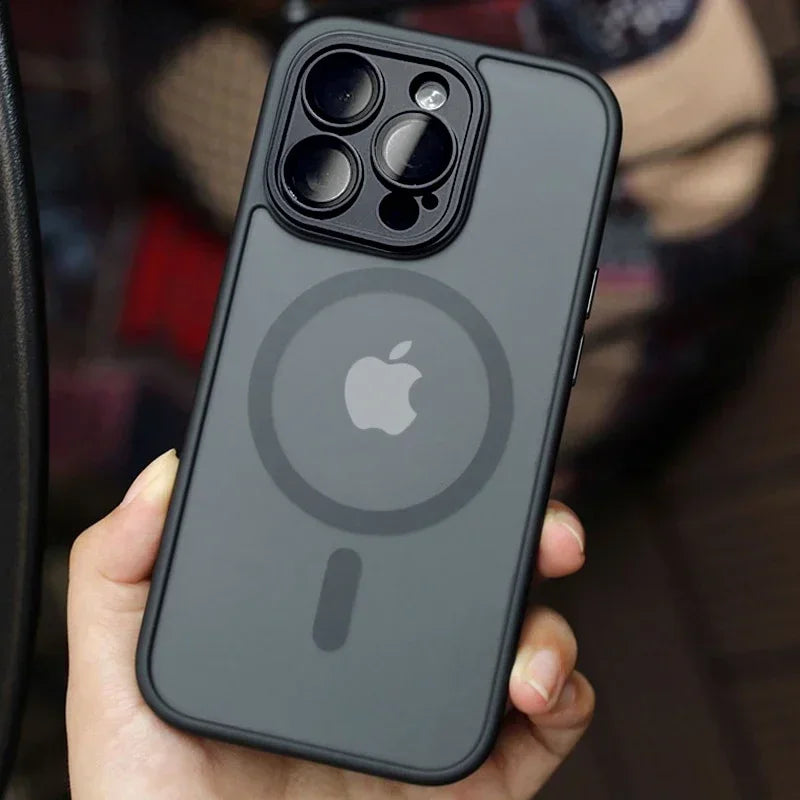 MagSafe Matte Magnetic iPhone Case with Lens Protector for iPhone 11-17 Pro Max