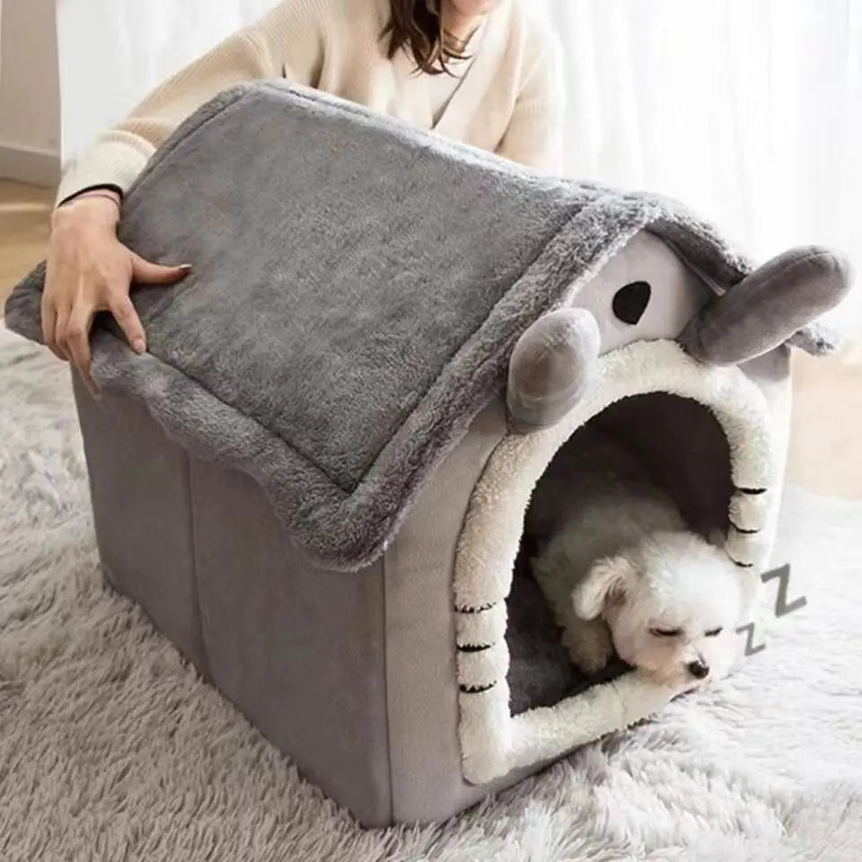 All Season Washable Dog House Bed for Small Dogs & Cats Warm Cozy Pet House Bed