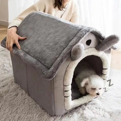 All Season Washable Dog House Bed for Small Dogs & Cats Warm Cozy Pet House Bed