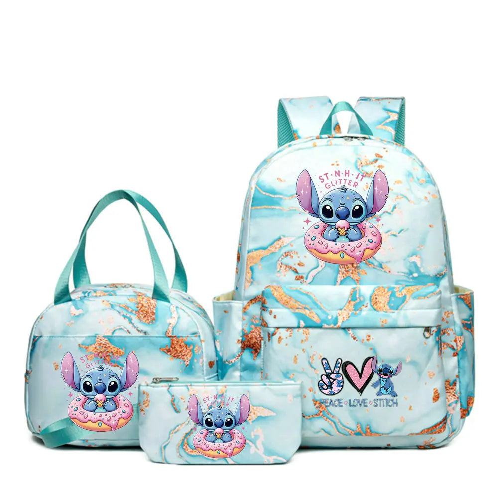 3Pcs set Lilo Stitch School Bag Backpack for Girl Rucksack Kids Birthday Gift