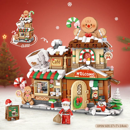 Street View Series Building blocks Ice Shop Takoyaki Shop Coffee shop Panda Tea House model children's gift