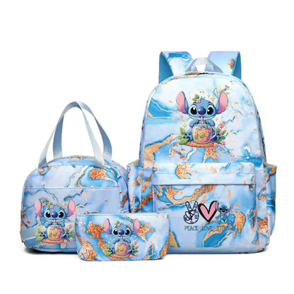 3Pcs set Lilo Stitch School Bag Backpack for Girl Rucksack Kids Birthday Gift