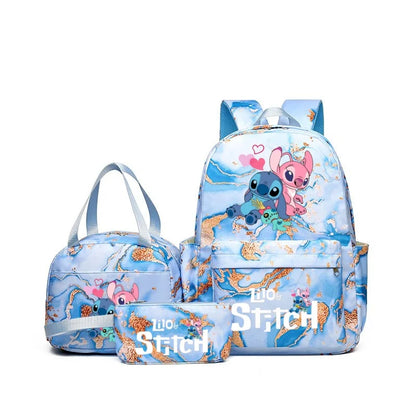 3Pcs Set Stitch Backpack With Tote and Pouch Large Capacity School bag Knapsack Gift