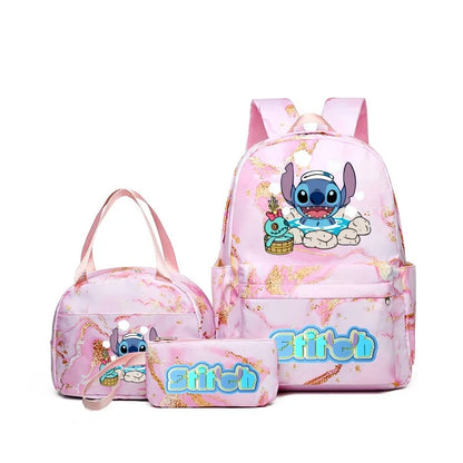 3Pcs Set Stitch Backpack With Tote and Pouch Large Capacity School bag Knapsack Gift