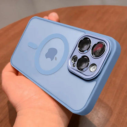 MagSafe Matte Magnetic iPhone Case with Lens Protector for iPhone 11-17 Pro Max