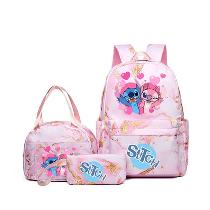 3Pcs Set Stitch Backpack With Tote and Pouch Large Capacity School bag Knapsack Gift
