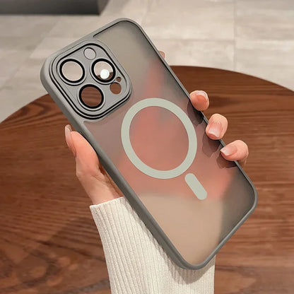 MagSafe Matte Magnetic iPhone Case with Lens Protector for iPhone 11-17 Pro Max