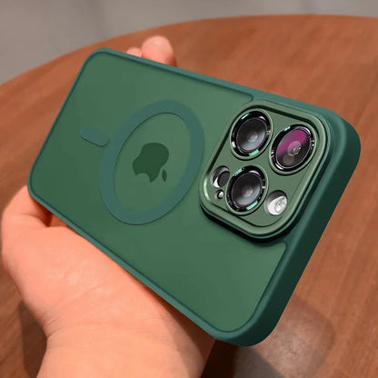 MagSafe Matte Magnetic iPhone Case with Lens Protector for iPhone 11-17 Pro Max