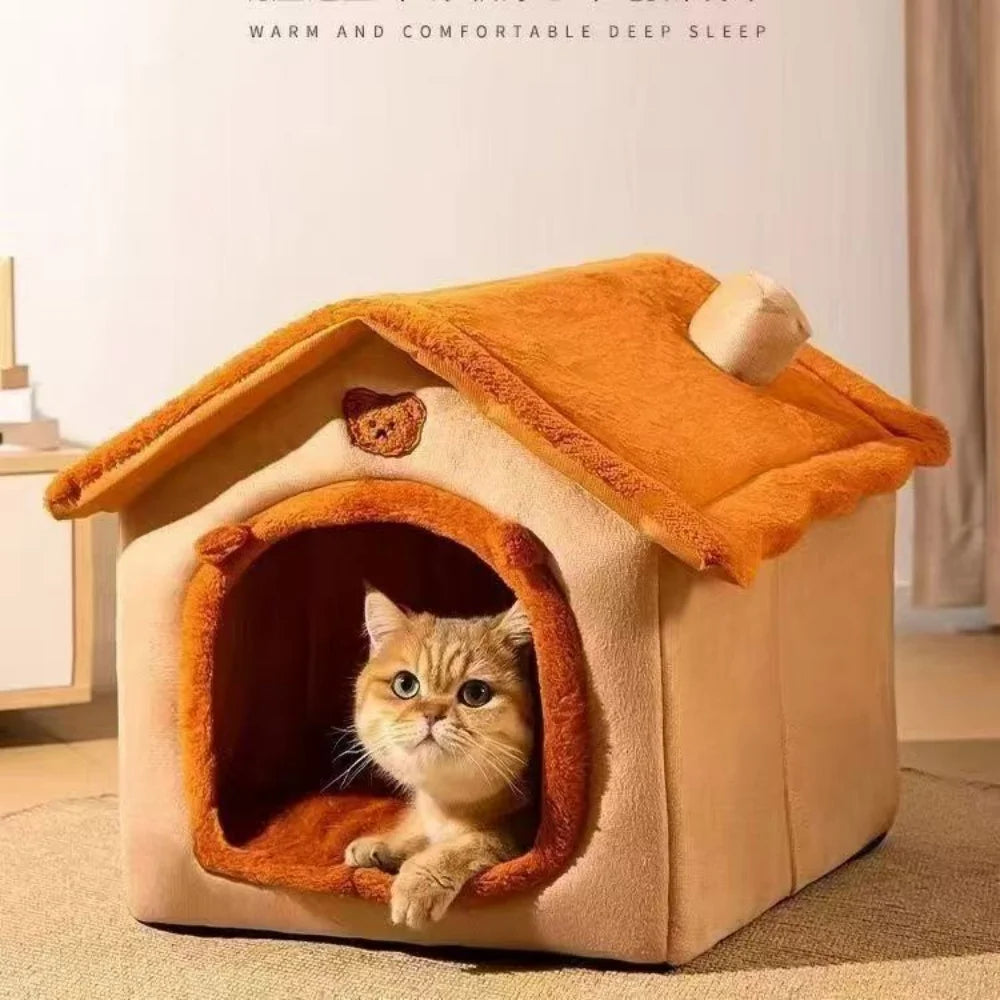 All Season Washable Dog House Bed for Small Dogs & Cats Warm Cozy Pet House Bed