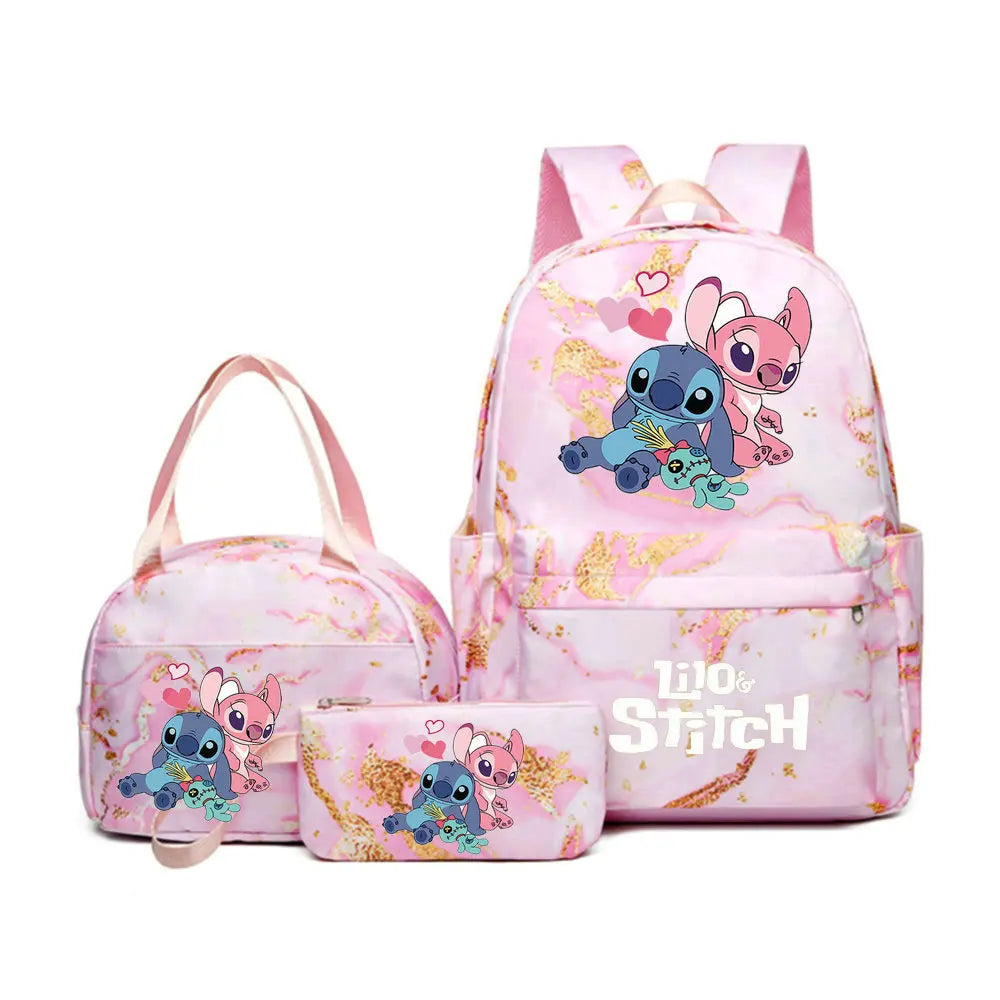3Pcs set Lilo Stitch School Bag Backpack for Girl Rucksack Kids Birthday Gift
