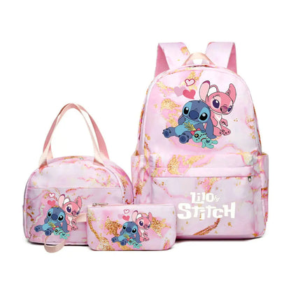 3Pcs set Lilo Stitch School Bag Backpack for Girl Rucksack Kids Birthday Gift